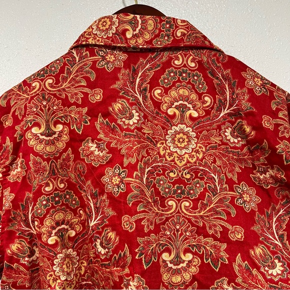 Lauren Ralph Lauren Sz L Monogramed Paisley Button Front Night Shirt Top Pajama - Picture 6 of 11